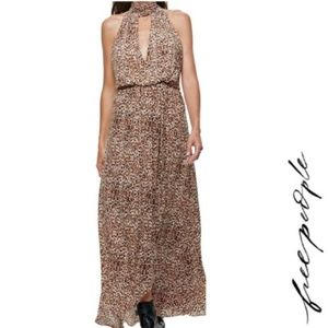 Free People Animal Instincts Halter Maxi Dress